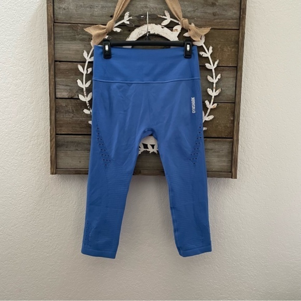 Gymshark blue seamless cropped legging ladies size L